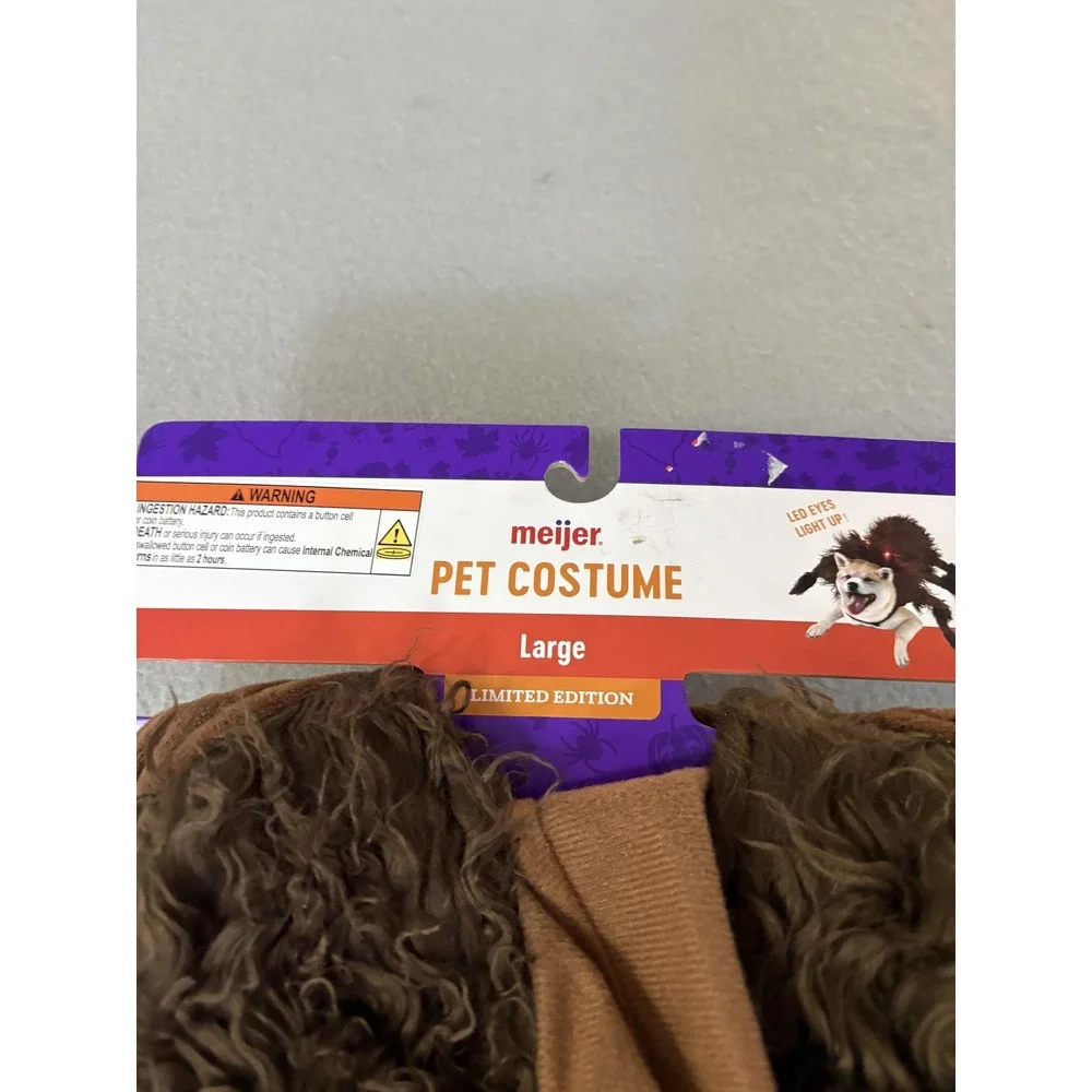 Meijer Pet Costume Large Spider Dog LED Eyes Light Up‎ Limited Edition Halloween